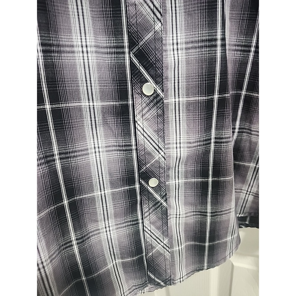 High Noon Pearl Snap Western Shirt Men's S Black Gray Plaid Rodeo Cowboy - Picture 7 of 15